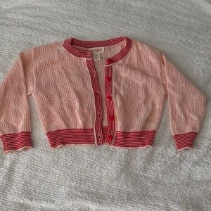 Cat & Jack Pink hearts Cardigan with Red Trim